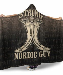 Viking Hooded Blanket, Strong Nordic Guy Hooded Blanket