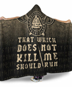 Viking Hooded Blanket, That Which Does Not Kill Me Should Run Hooded Blanket