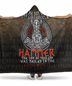 Viking Hooded Blanket, The Son Of My God Odin Viking Hooded Blanket