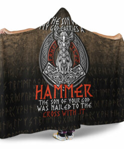 Viking Hooded Blanket, The Son Of My God Odin Viking Hooded Blanket