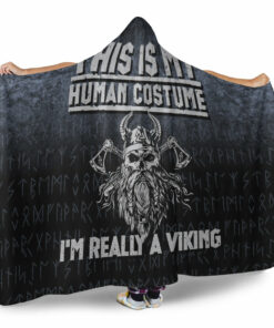 Viking Hooded Blanket, This Is My Human Costume I'm Really A Viking Hooded Blanket