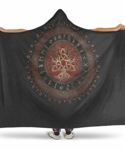 Viking Hooded Blanket, Tree of Life with Triquetra Hooded Blanket
