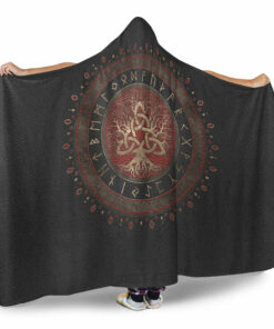 Viking Hooded Blanket, Tree of Life with Triquetra Hooded Blanket