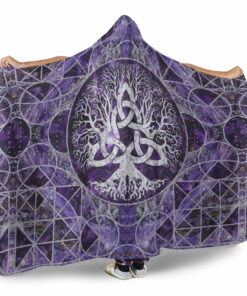 Viking Hooded Blanket, Tree of Life with Triquetramethyst and Silver Hooded Blanket