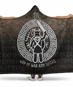 Viking Hooded Blanket, Tyr God Of Warnd Justice Hooded Blanket