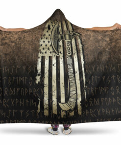 Viking Hooded Blanket, USA Flag Viking Coolmerican Norsemen Hooded Blanket