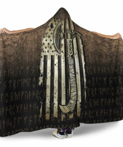 Viking Hooded Blanket, USA Flag Viking Coolmerican Norsemen Hooded Blanket