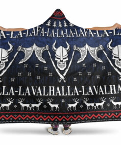 Viking Hooded Blanket, Ugly Christmas Viking Fa La La La La Valhalla La Hooded Blanket
