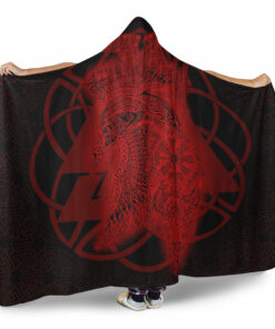 Viking Hooded Blanket, Valknut Raven Red Viking Homeset Hooded Blanket