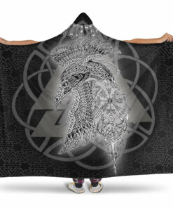 Viking Hooded Blanket, Valknut Raven Viking Homeset Hooded Blanket