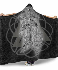 Viking Hooded Blanket, Valknut Raven Viking Homeset Hooded Blanket