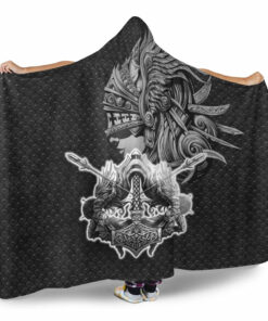 Viking Hooded Blanket, Valkyrie Metal Background Hooded Blanket