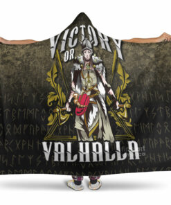 Viking Hooded Blanket, Victory Or Valhalla Norse Myth Viking Historical Hooded Blanket