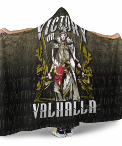 Viking Hooded Blanket, Victory Or Valhalla Norse Myth Viking Historical Hooded Blanket
