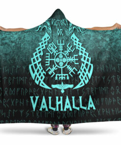 Viking Hooded Blanket, Victory or Valhalla, Cyan Version Hooded Blanket