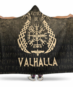 Viking Hooded Blanket, Victory or Valhalla, Gold Version Hooded Blanket