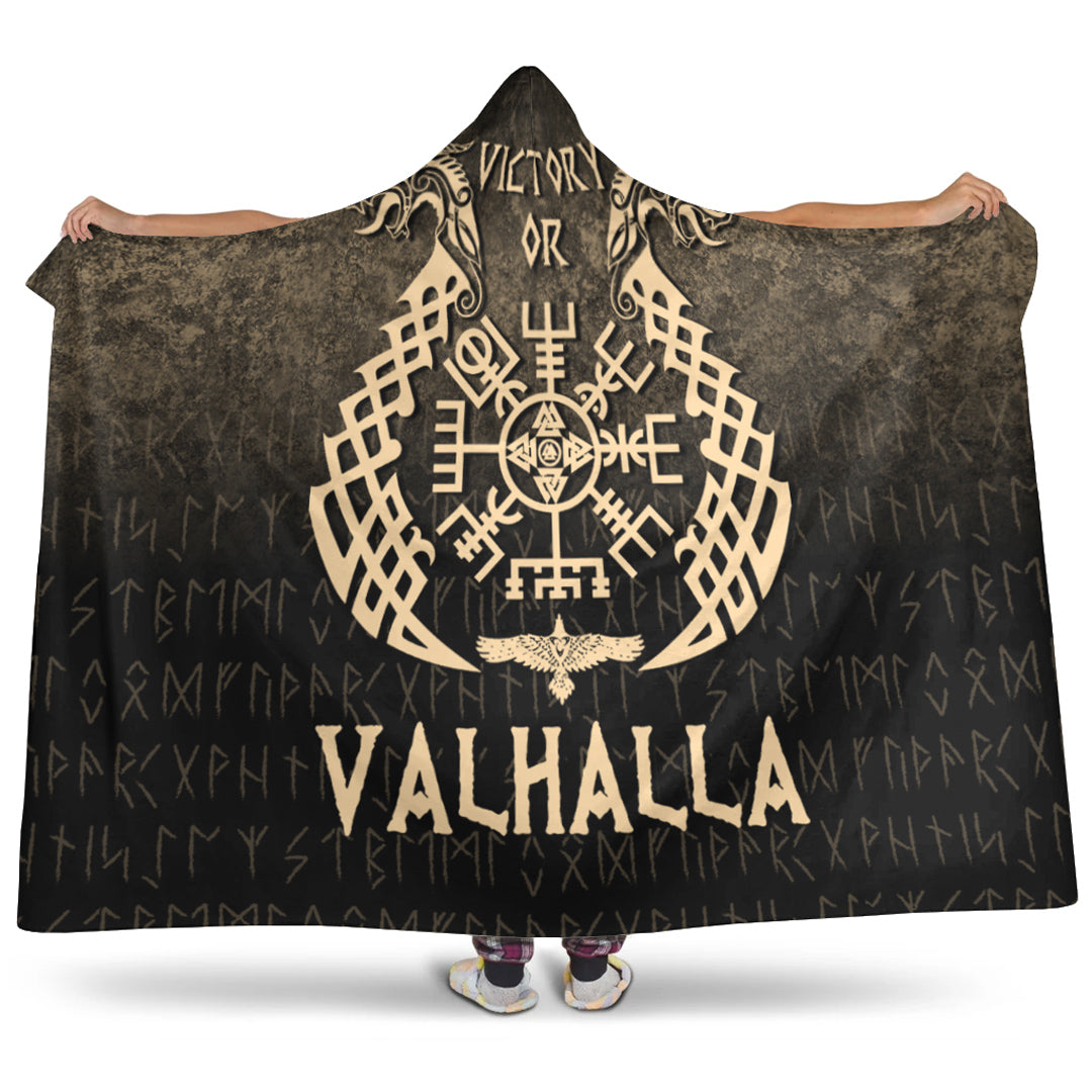 Viking Hooded Blanket, Victory or Valhalla, Gold Version Hooded Blanket