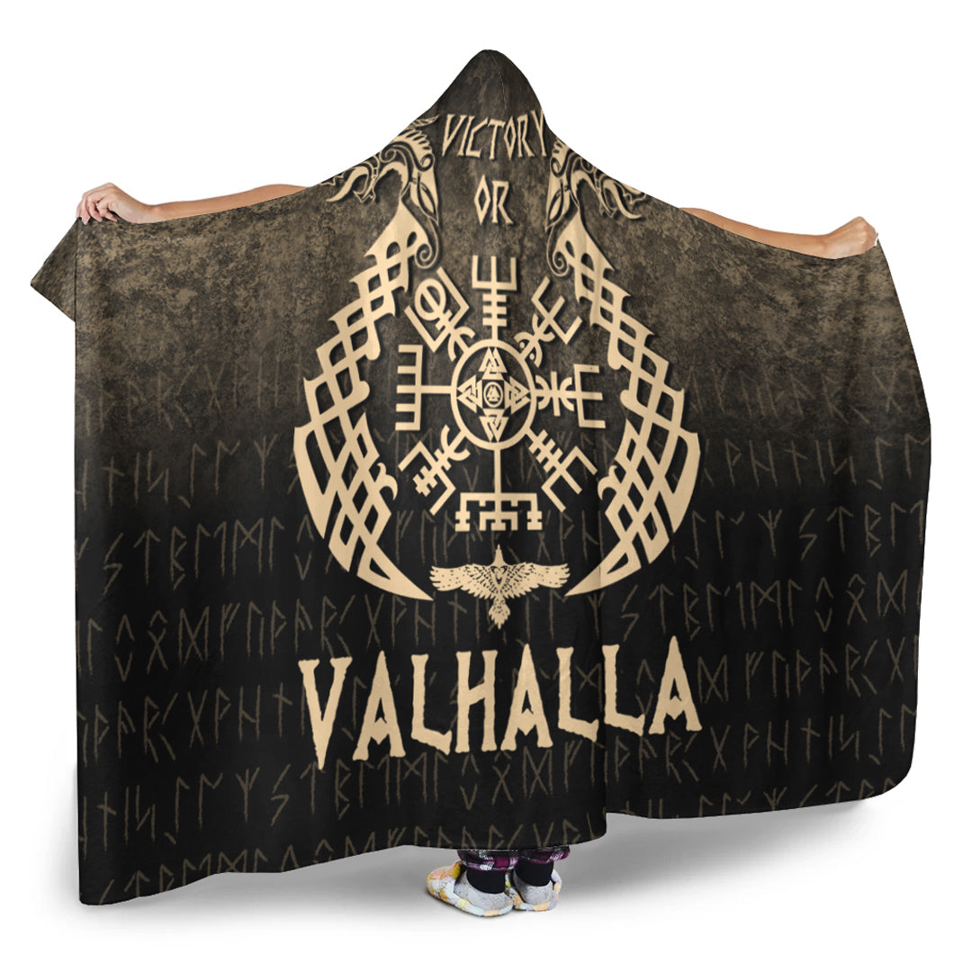 Viking Hooded Blanket, Victory or Valhalla, Gold Version Hooded Blanket
