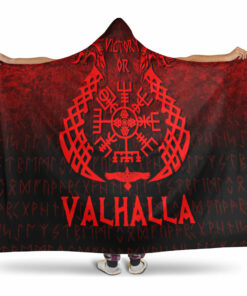 Viking Hooded Blanket, Victory or Valhalla, Red Version Hooded Blanket
