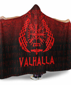Viking Hooded Blanket, Victory or Valhalla, Red Version Hooded Blanket