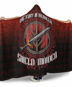 Viking Hooded Blanket, Victory or Valhalla Shield Maiden Hooded Blanket