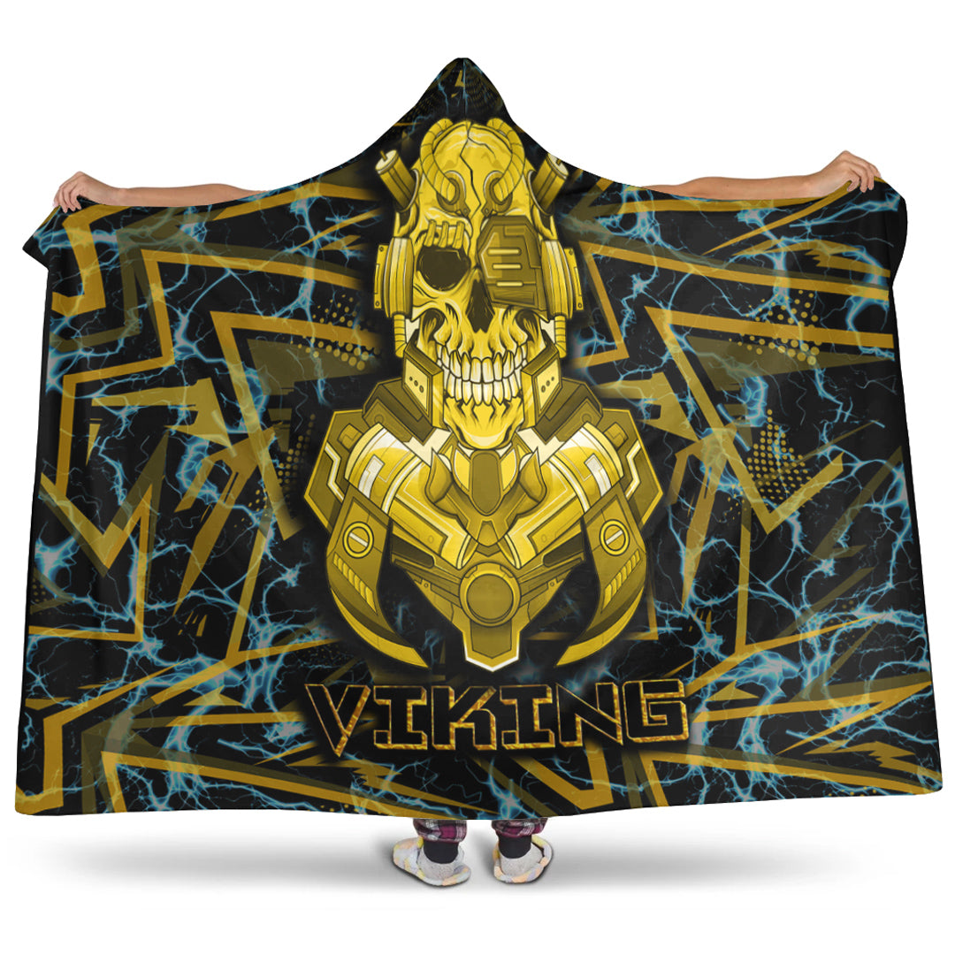 Viking Hooded Blanket, Viking 3D Warrior Robo Gold Pattern Hooded Blanket