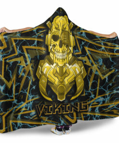 Viking Hooded Blanket, Viking 3D Warrior Robo Gold Pattern Hooded Blanket