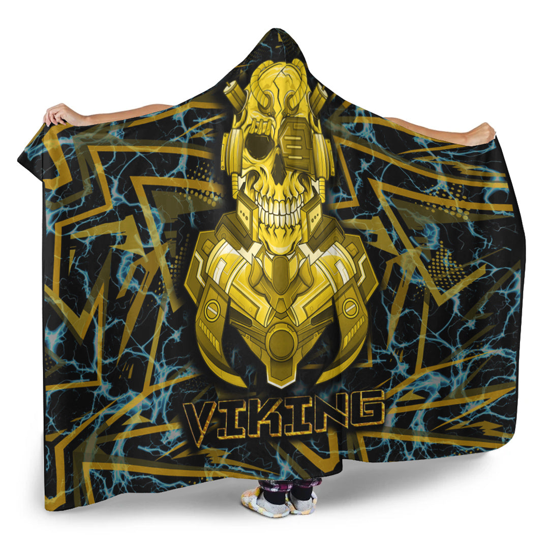 Viking Hooded Blanket, Viking 3D Warrior Robo Gold Pattern Hooded Blanket