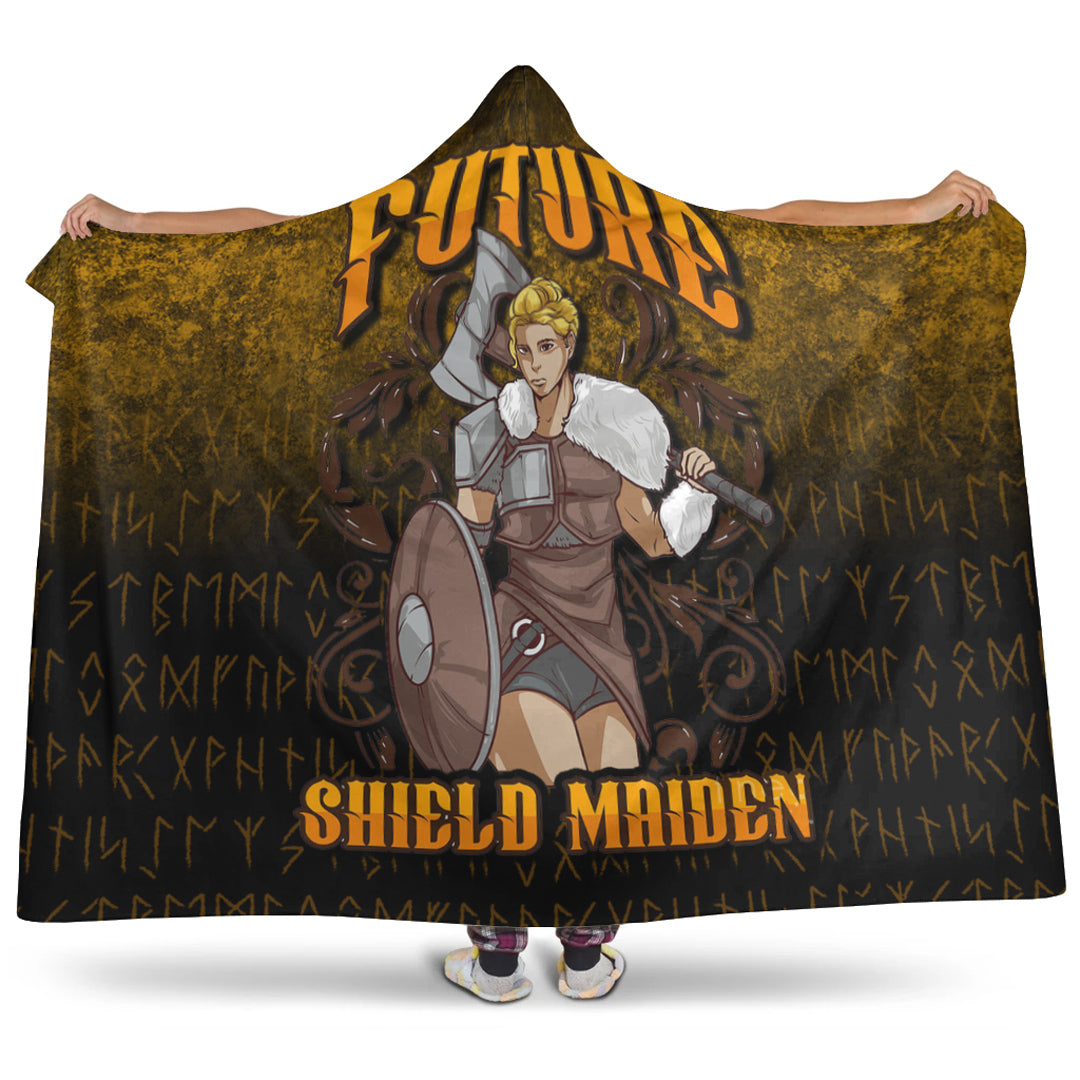 Viking Hooded Blanket, Viking Future Shield Maiden Hooded Blanket