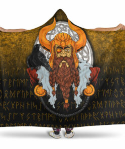 Viking Hooded Blanket, Viking God Odin Raven Hooded Blanket