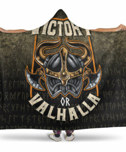 Viking Hooded Blanket, Viking Mythology Victory Or Valhalla Norse Hooded Blanket