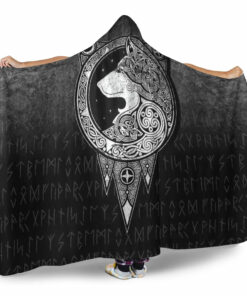 Viking Hooded Blanket, Viking Norse Wolf Hooded Blanket