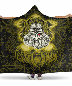 Viking Hooded Blanket, Viking Odin Gold Hooded Blanket