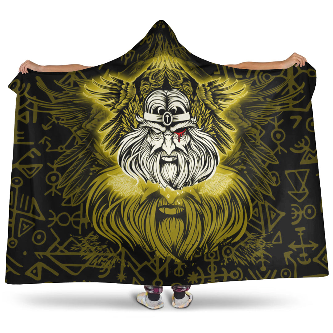 Viking Hooded Blanket, Viking Odin Gold Hooded Blanket