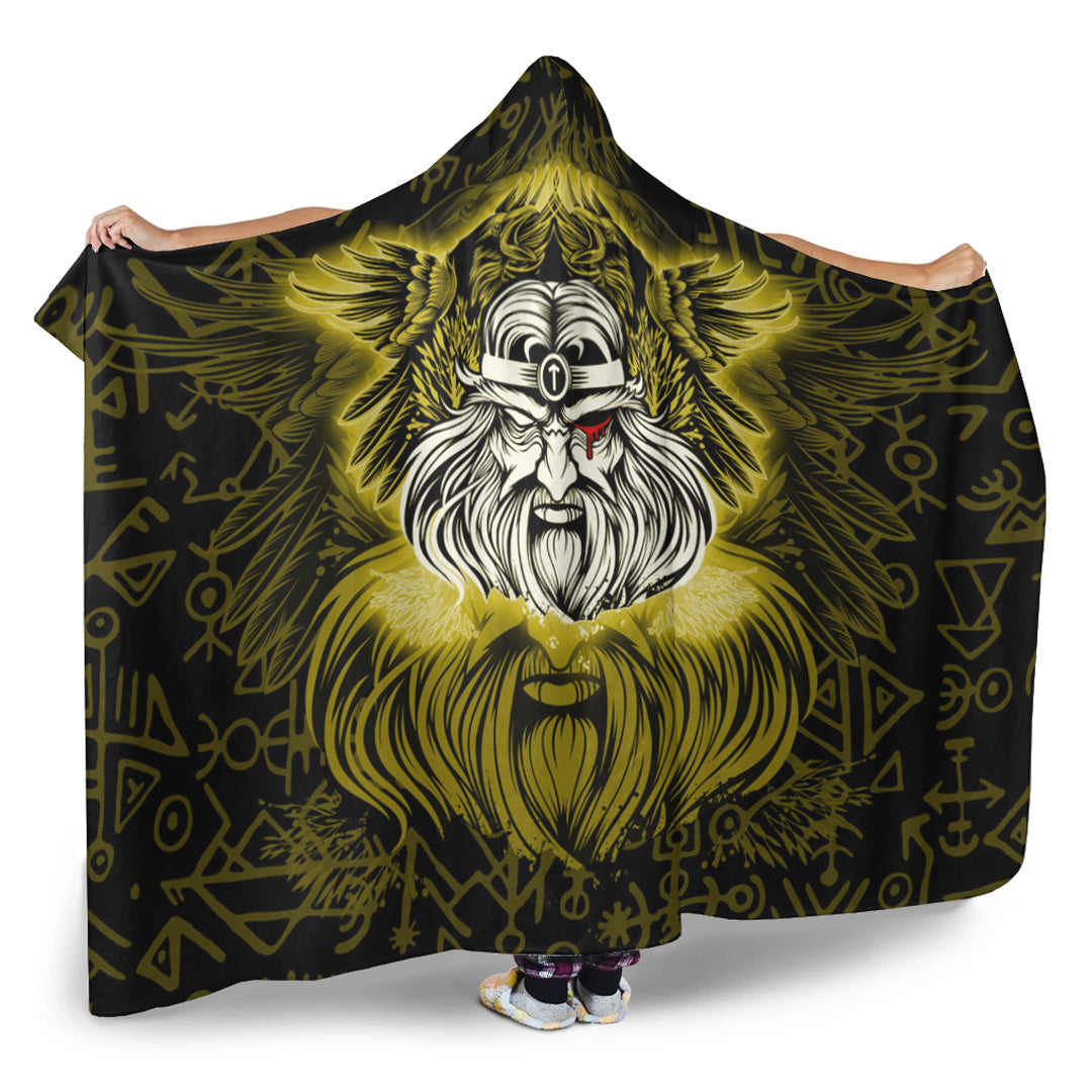 Viking Hooded Blanket, Viking Odin Gold Hooded Blanket