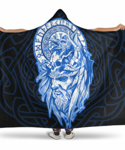 Viking Hooded Blanket, Viking Odin Set Blue Hooded Blanket