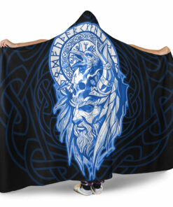 Viking Hooded Blanket, Viking Odin Set Blue Hooded Blanket