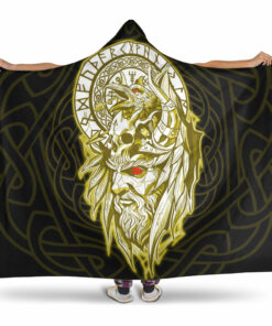 Viking Hooded Blanket, Viking Odin Set Gold Hooded Blanket