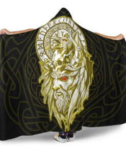 Viking Hooded Blanket, Viking Odin Set Gold Hooded Blanket