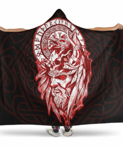 Viking Hooded Blanket, Viking Odin Set Red Hooded Blanket