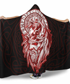 Viking Hooded Blanket, Viking Odin Set Red Hooded Blanket