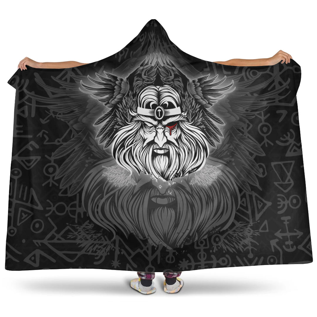 Viking Hooded Blanket, Viking Odin Silver Hooded Blanket