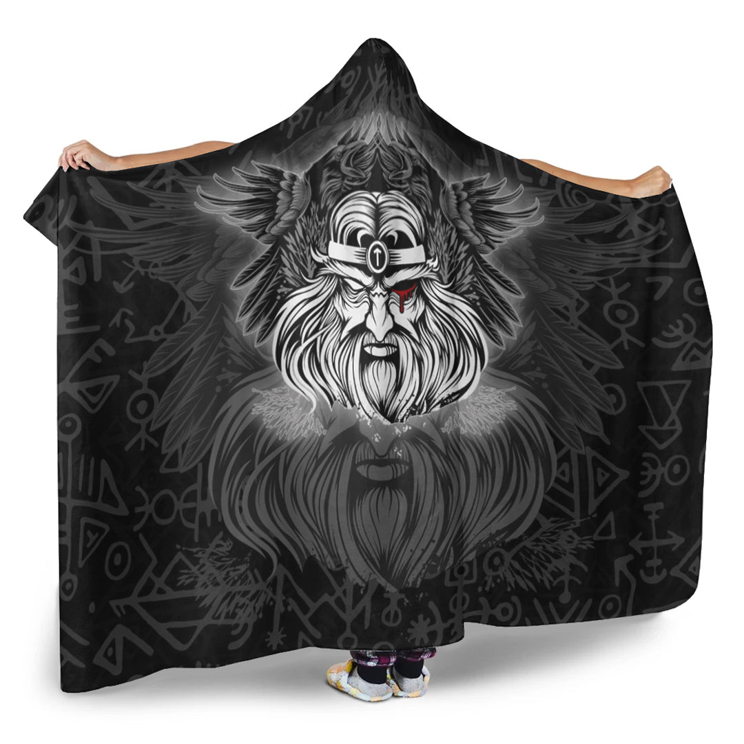 Viking Hooded Blanket, Viking Odin Silver Hooded Blanket