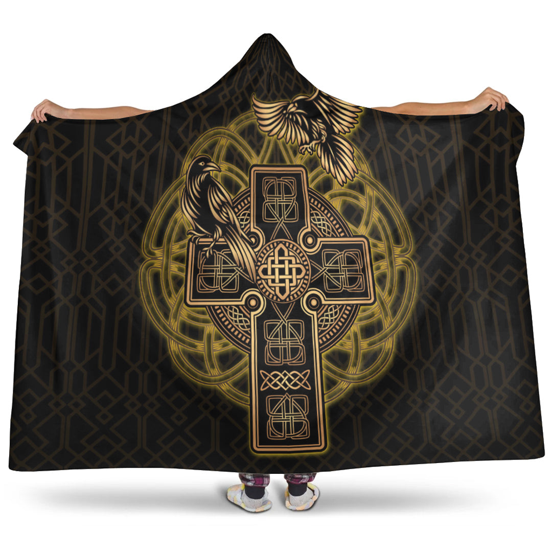 Viking Hooded Blanket, Viking Raven Hooded Blanket