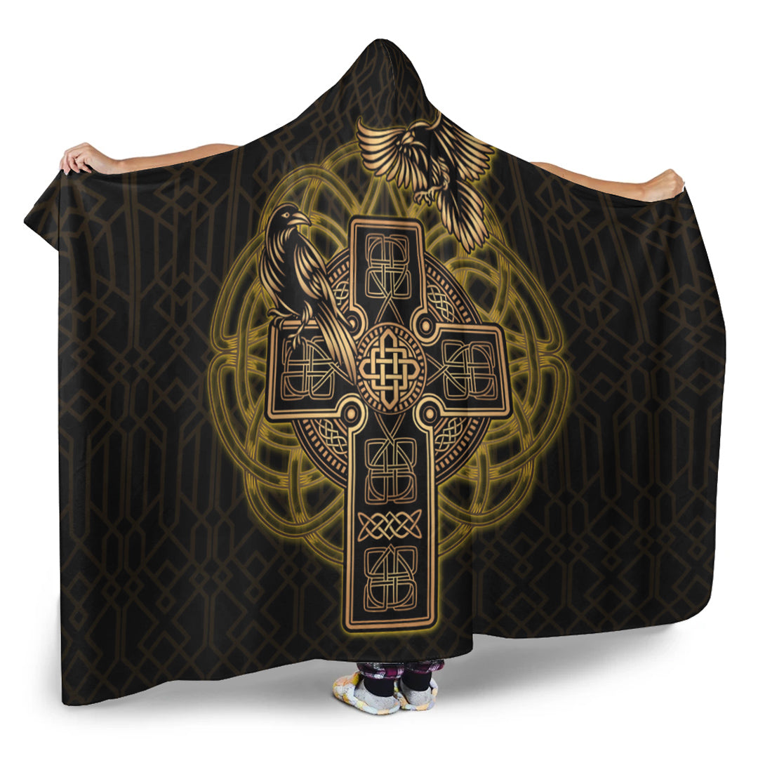 Viking Hooded Blanket, Viking Raven Hooded Blanket