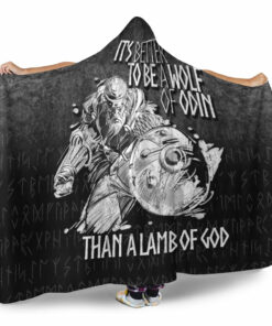 Viking Hooded Blanket, Viking Valhalla Odin It'S Better To Be A Wolf Hooded Blanket