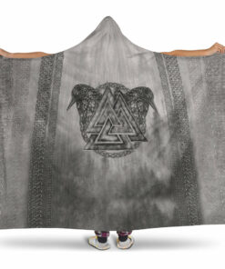 Viking Hooded Blanket, Viking Valknut and Raven Hooded Blanket