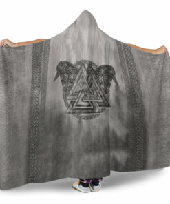 Viking Hooded Blanket, Viking Valknut and Raven Hooded Blanket