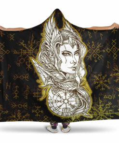 Viking Hooded Blanket, Viking Valkyrie Gold Hooded Blanket