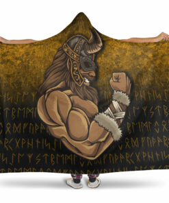 Viking Hooded Blanket, Viking Warrior Muscles Power Hooded Blanket